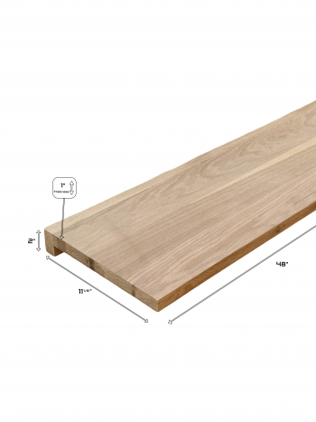 White Oak Square Edge Stair Tread | 11 – 1/8″ × 1"